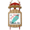 Christmas ornament shaped like a red sled with a wooden sign that reads "Merry Christmas From Rattlesnake Lake."