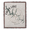 Falls Lake, North Carolina map with compass rose design on a woven throw.