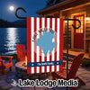 Garden flag featuring Lake Moultrie map and "The Smith Family" text.