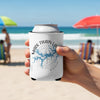 White can cooler with Mark Twain Lake map and Missouri text on a beach.