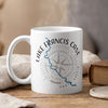 White mug with "Lake Francis Case South Dakota" text and compass design.