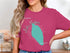 Pink t-shirt featuring a teal map of Lake Mojave, Nevada.