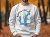 White sweatshirt with Lavon Lake Texas map and compass graphic.