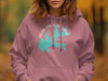 Pink hoodie with a turquoise map graphic and text "herb parsons lake tennessee".