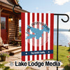 Personalized garden flag with "Lake Arrowhead California" map and "The Smith Family".