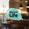 Turquoise Monroe Life sticker with copyright Lake Lodge Media LLC.