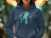 Navy blue hoodie with a teal Lake Dillon, Colorado graphic on the front.