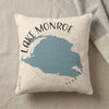 Cream pillow with blue Lake Monroe map and text "Lake Monroe Florida".