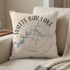 Watts Bar Lake Tennessee map design on light beige throw pillow.
