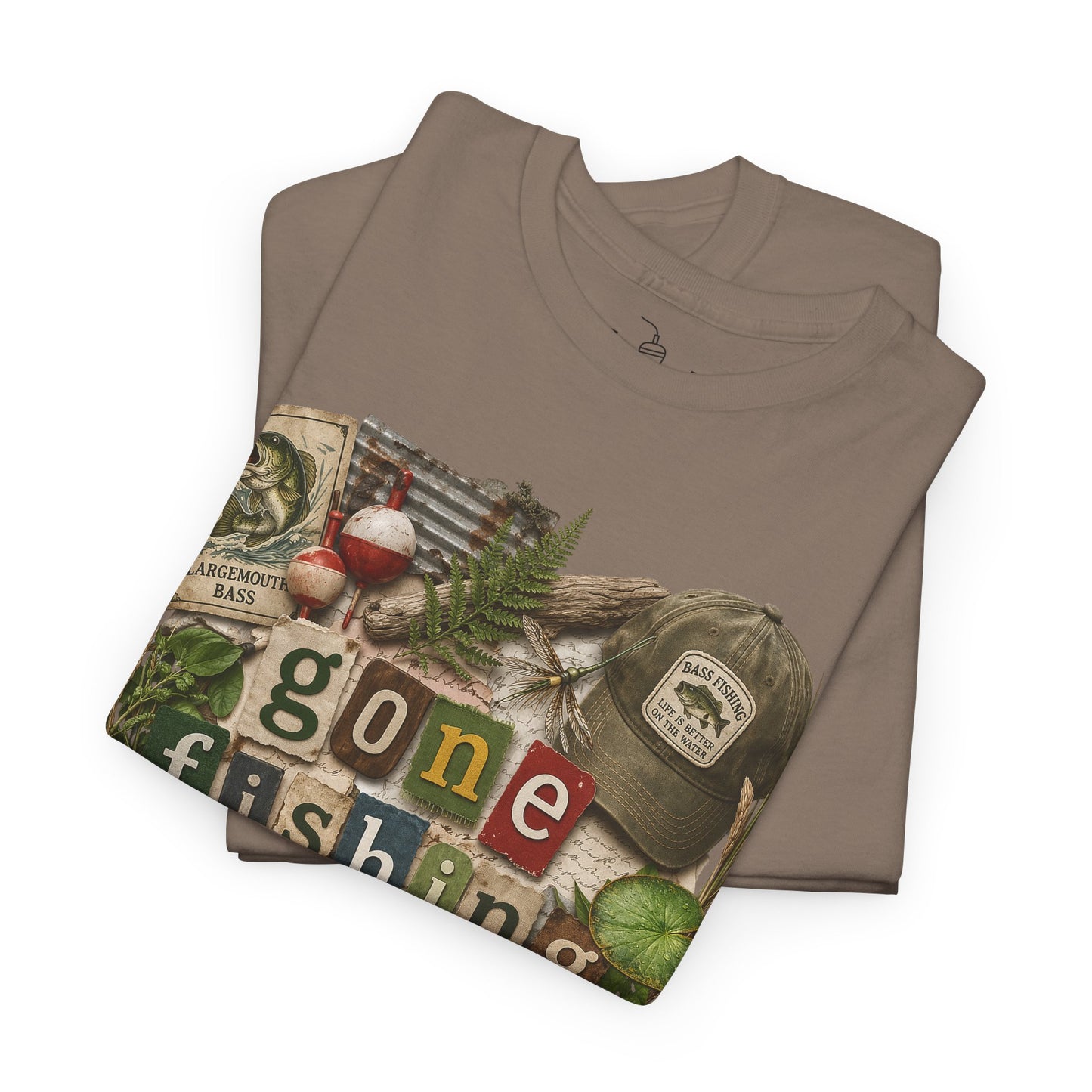 Gone Fishing T-Shirt | Scrapbooking Letters Retro Vintage Design | Retirement and Father's Day Shirt