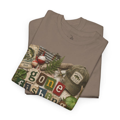 Gone Fishing T-Shirt | Scrapbooking Letters Retro Vintage Design | Retirement and Father's Day Shirt