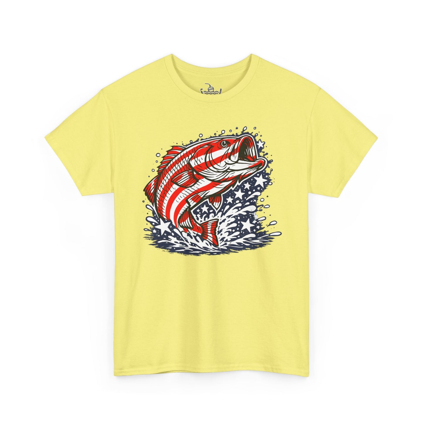 Patriotic Bass Fishing Shirt | American Flag Pride Design on Largemouth Bass with Stars and Stripes Tee for Fourth of July