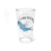 Clear glass pint glass with Lake Kabetogama map and compass design.