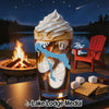 Glass with iced coffee topped with whipped cream, and "Charlevoix Michigan" graphic.