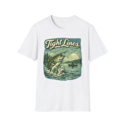 Tight Lines Fishing Graphic T-Shirt | Bass Fishing at the Lake Retro Design