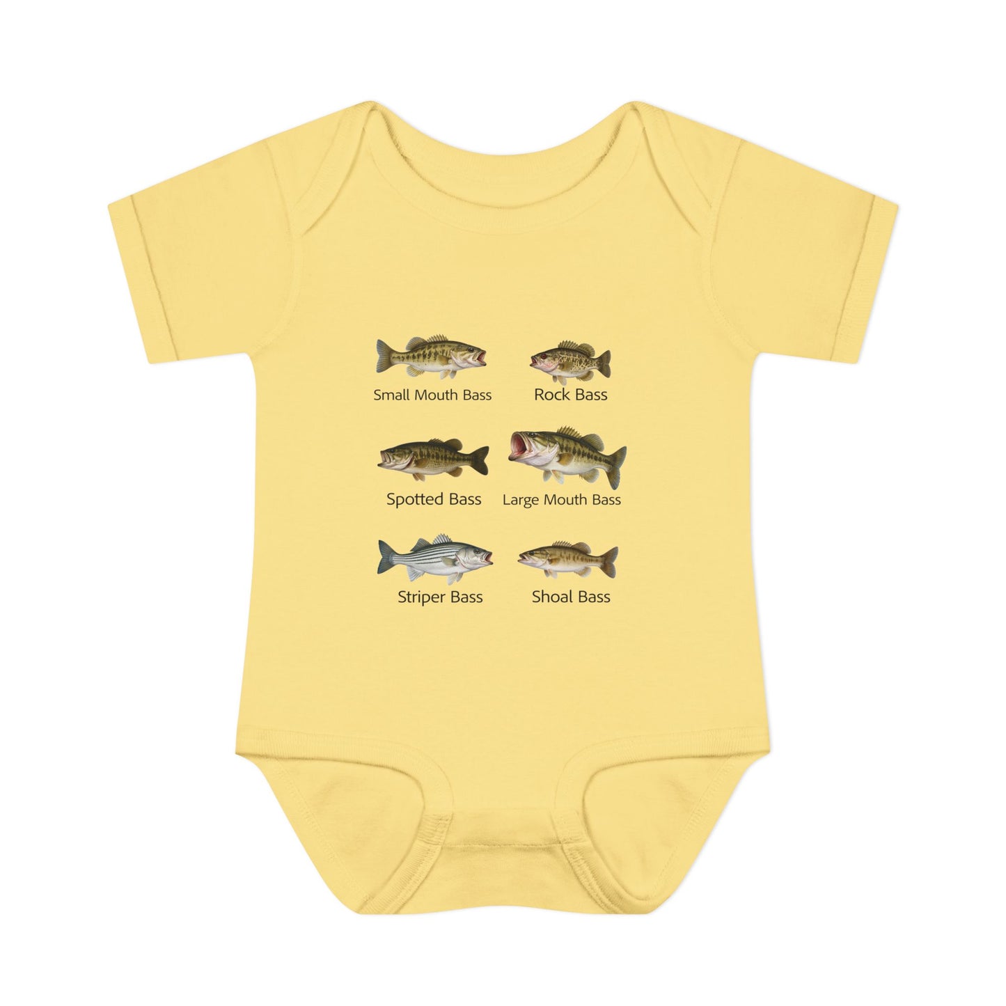 Bass Fish Cute Baby Infant Bodysuit Onesie | Smallmouth, Rock, Spotted, Striper, Largemouth Bass Cool Fishing Baby Onesie