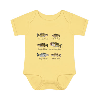 Bass Fish Cute Baby Infant Bodysuit Onesie | Smallmouth, Rock, Spotted, Striper, Largemouth Bass Cool Fishing Baby Onesie