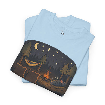 Campfire Bears Humor T-Shirt, People in Sleeping Bags are Bear Burritos and Tacos Joke, Camping Hiking Smores Bonfire Apparel