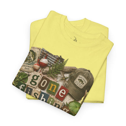 Gone Fishing T-Shirt | Scrapbooking Letters Retro Vintage Design | Retirement and Father's Day Shirt