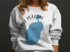 White sweatshirt with "Lake Pulaski Minnesota" graphic and blue lake outline.