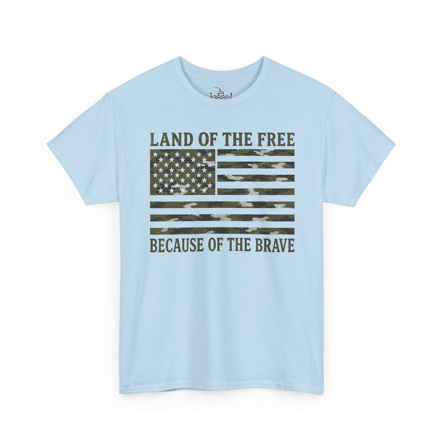 Land of the Free Because of the Brave T-Shirt | American Flag Tee | Patriotic Camo for Veterans and Fourth of July