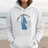 White hoodie with Lake Wanahoo Nebraska map and compass graphic.