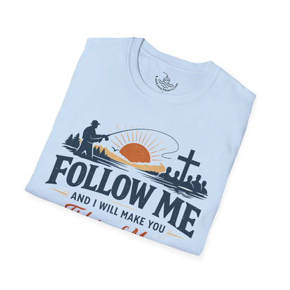 Follow Me Fishers of Men T-Shirt | Christian Fishing Faith Tee Scripture Bible Verse Gift Shirt