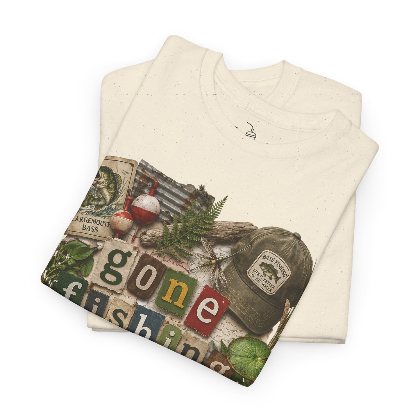 Gone Fishing T-Shirt | Scrapbooking Letters Retro Vintage Design | Retirement and Father's Day Shirt
