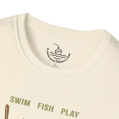 Lake Life T-Shirt | Boat Oars Life Preserver Anchor Letters Rustic Design | Fishing Water Skiing Gift Tee