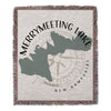 Woven blanket with Merrymeeting Lake and compass design, New Hampshire.