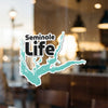 Seminole Life sticker with turquoise lake outline and copyright text.
