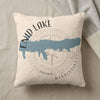 Enid Lake Mississippi map and compass design on cream throw pillow.