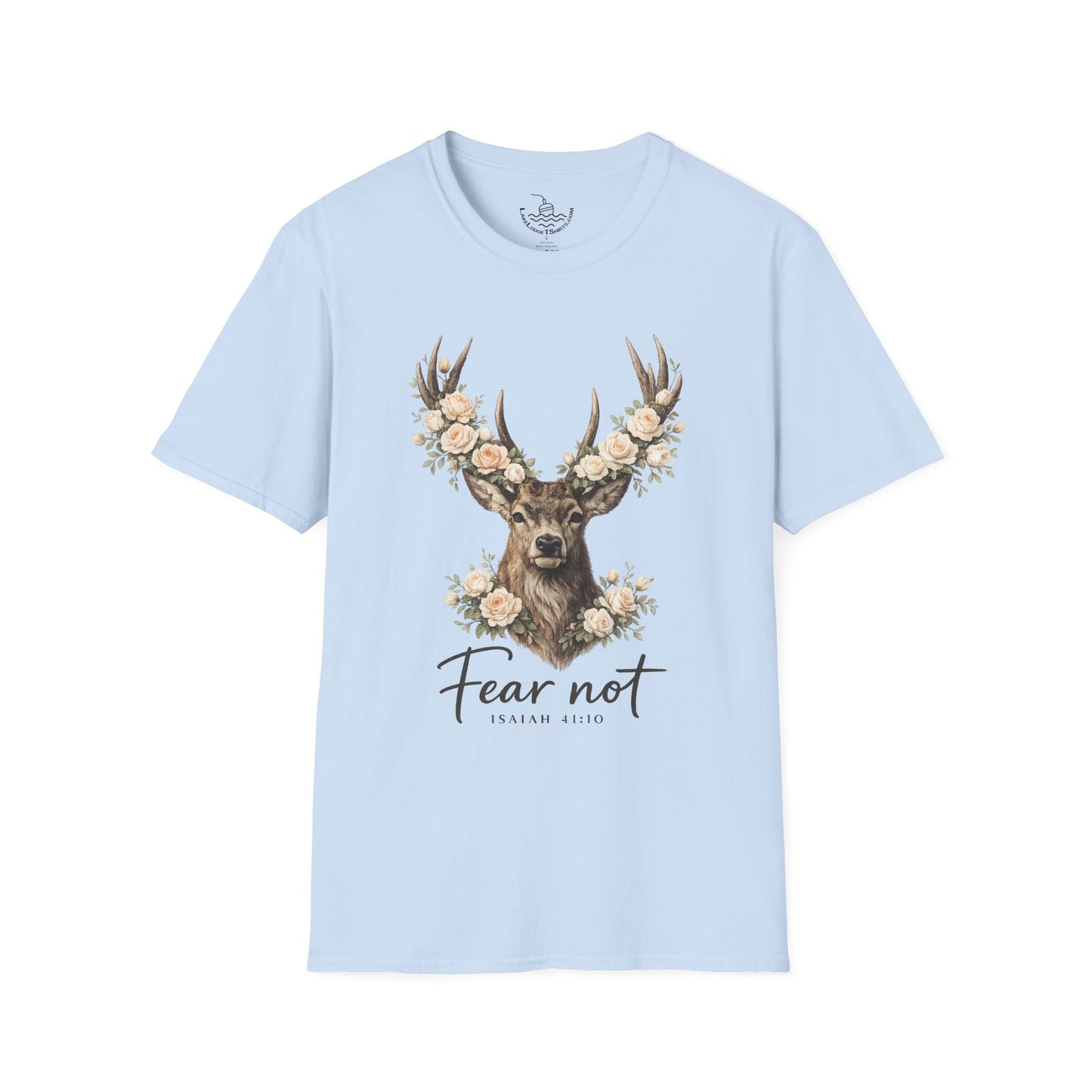 Fear Not Isaiah 41:10 Christian Bible Verse Shirt, Floor Deer Buck Antlers Design, Faith and Religious Gift, Scripture Shirt