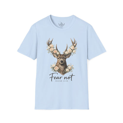 Fear Not Isaiah 41:10 Christian Bible Verse Shirt, Floor Deer Buck Antlers Design, Faith and Religious Gift, Scripture Shirt