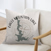 Pillow with Eagle Mountain Lake map graphic and compass rose, Texas.
