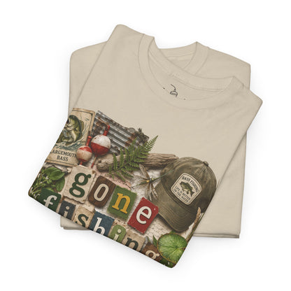 Gone Fishing T-Shirt | Scrapbooking Letters Retro Vintage Design | Retirement and Father's Day Shirt