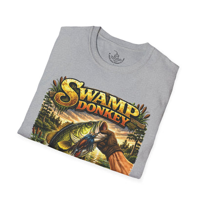 Swamp Donkey Bass Fishing Funny T-Shirt Ultra Soft | Vintage Largemouth Angler Shirt Father's Day