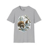 Kodiak Winter Brown Bear Fishing T-Shirt | Wildlife Salmon Catch Nature Lover Tee | Rustic Forest Animal Art Gift Shirt