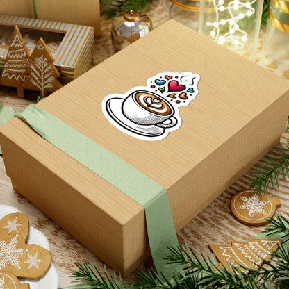 Coffee Latte Love Kiss-Cut Stickers, Laptop Stickers, Heart Decor, Cute Gift for Coffee Lovers, Valentine's Day