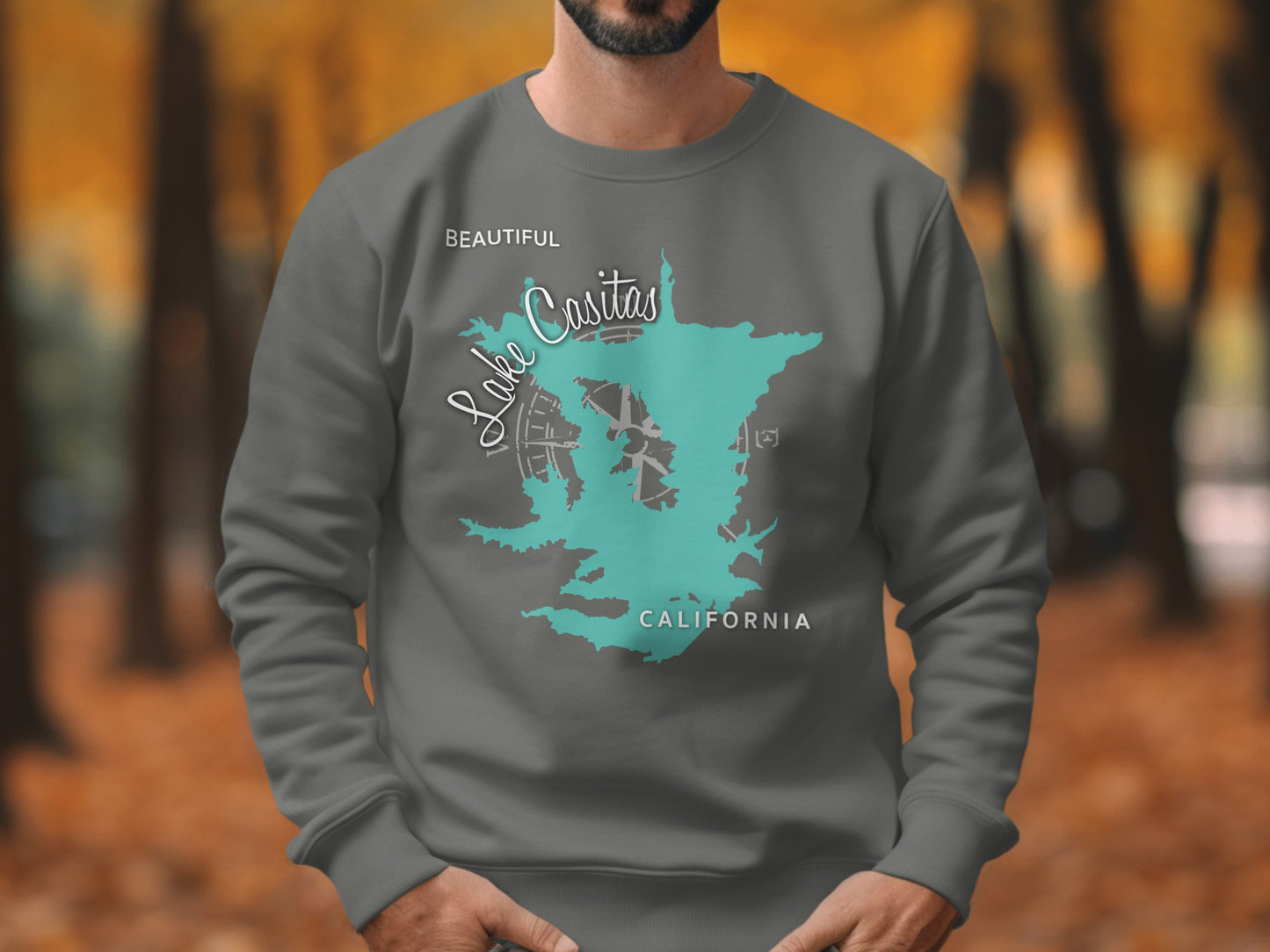 Lake Casitas California Map Design T-Shirt or Sweatshirt