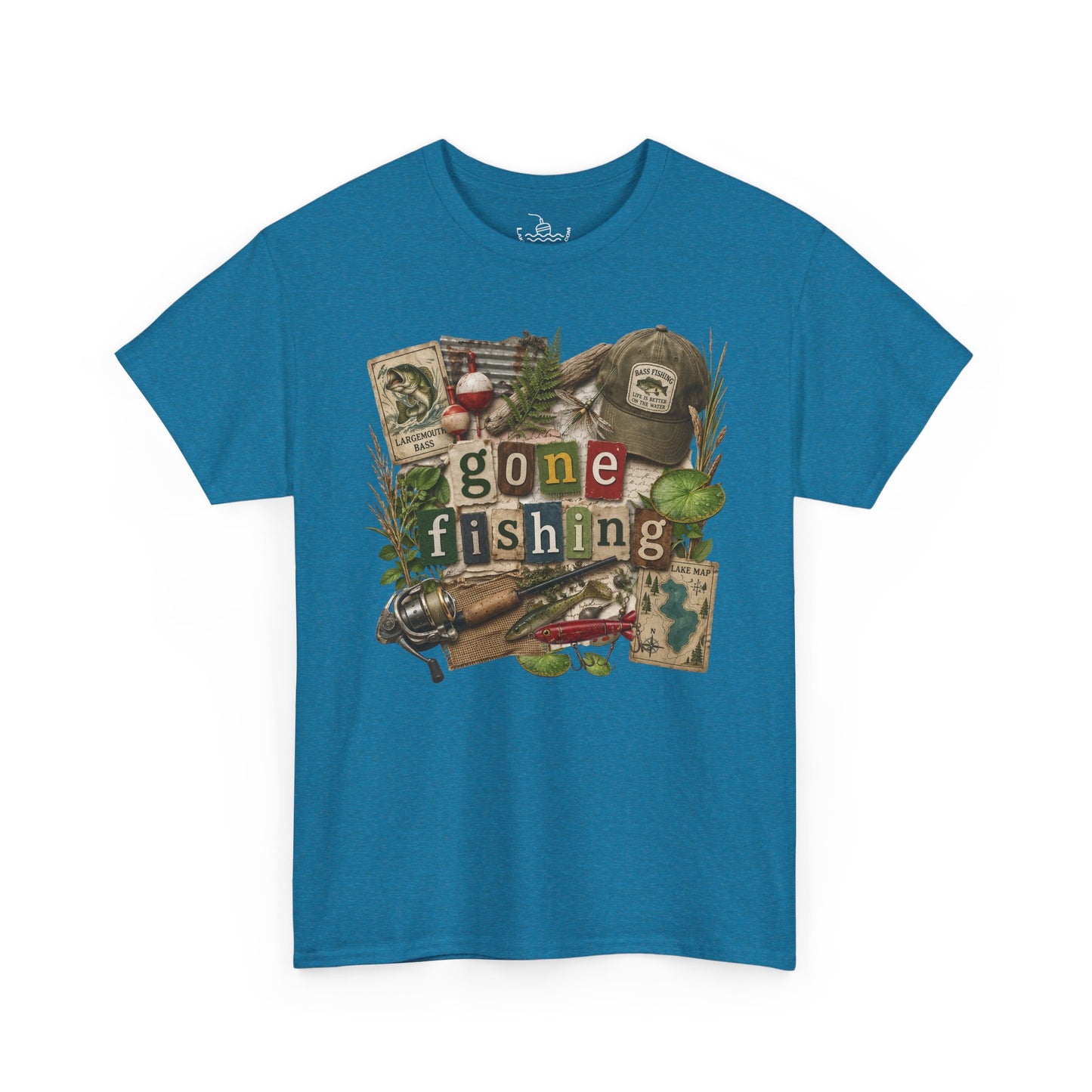 Gone Fishing T-Shirt | Scrapbooking Letters Retro Vintage Design | Retirement and Father's Day Shirt
