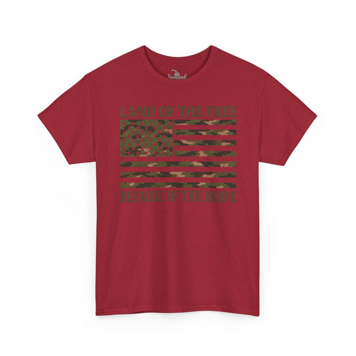 Land of the Free Because of the Brave T-Shirt | American Flag Tee | Patriotic Camo for Veterans and Fourth of July