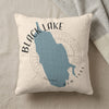 Cream pillow with blue Black Lake map outline, compass rose, and "New York" text.