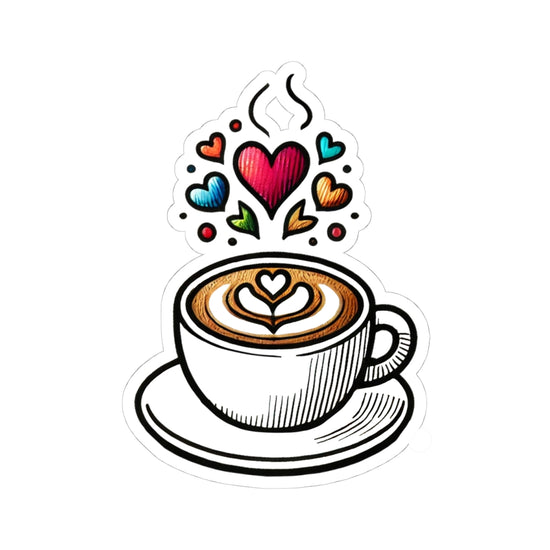 Coffee Latte Love Kiss-Cut Stickers, Laptop Stickers, Heart Decor, Cute Gift for Coffee Lovers, Valentine's Day