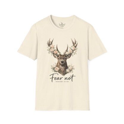 Fear Not Isaiah 41:10 Christian Bible Verse Shirt, Floor Deer Buck Antlers Design, Faith and Religious Gift, Scripture Shirt