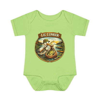 Baby Bass Fishing Lil Lunker Baby Shower BodySuit Jumper Infant Bodysuit | Baby Boy Girl Stork Delivery New Baby Gift