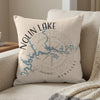 Nolin Lake Kentucky map pillow with compass graphic and text.