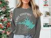 Dark gray crewneck sweatshirt with Lake Rampart Colorado map and compass graphic.