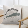 Pillow with Kiawah Island map, compass rose, and South Carolina text.
