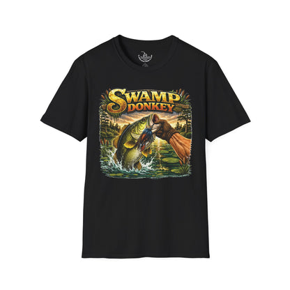 Swamp Donkey Bass Fishing Funny T-Shirt Ultra Soft | Vintage Largemouth Angler Shirt Father's Day